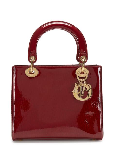 lady dior medium burgundy patent|Dior leather handbags.